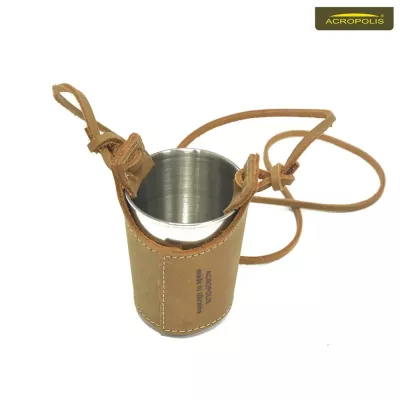 Чарка сувенірна велика в шкіряному чохлі «I am a mushroom hunter» Acropolis SHB-1g