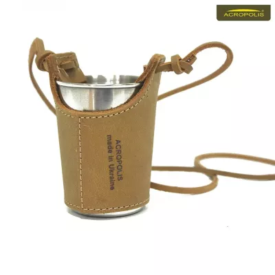 Чарка сувенірна велика в шкіряному чохлі «I am a mushroom hunter» Acropolis SHB-1g