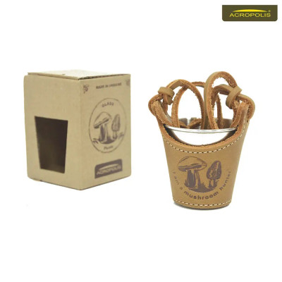 Чарка сувенірна мала в шкіряному чохлі «I am a mushroom hunter» Acropolis SHM-1g