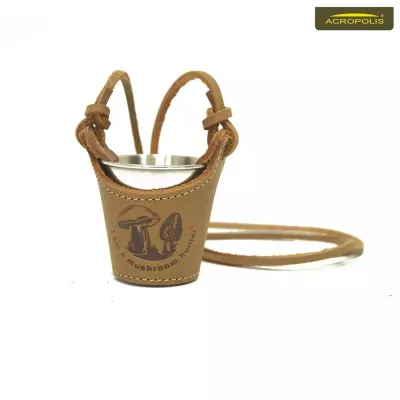 Чарка сувенірна мала в шкіряному чохлі «I am a mushroom hunter» Acropolis SHM-1g