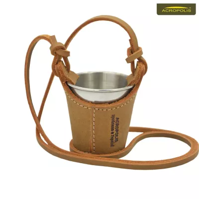 Чарка сувенірна мала в шкіряному чохлі «Я полюю на гриби» Acropolis СХМ-1г