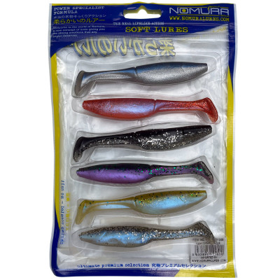 Силікон Nomura Grab Shad (їстівний) 100мм 9,7 гр. колір-046 (multi glitter back) 6шт (MIX)