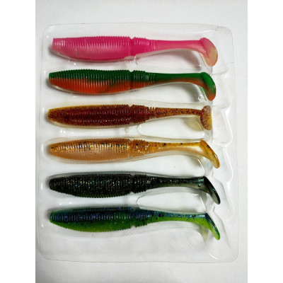 Силікон Nomura Rolling Shad (їстівний) 100мм 9гр. колір-008 (blue green chart) 6шт (MIX)