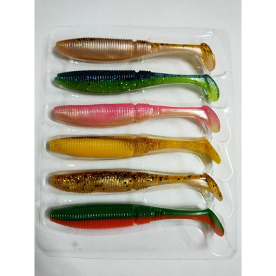 Силікон Nomura Rolling Shad (їстівний) 100мм 9гр. колір-055 (orange green) 6шт (MIX)