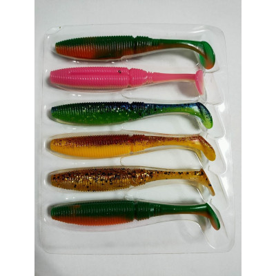 Силікон Nomura Rolling Shad (їстівний) 100мм 9гр. колір-087 (yellow red glitter) 6шт (MIX)