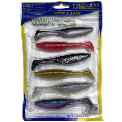 Силікон Nomura Grab Shad (їстівний) 100мм 9,7 гр. колір-060 (rainbow dots) 6шт (MIX)