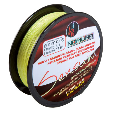 Шнур Nomura SENSUM 100м(110yds) 0.14мм 11.35кг колір-fluo yellow (лимонний) Шнур Nomura SENSUM 100м(110yds) 0.14мм 11.35кг колір-fluo yellow (лимонний)