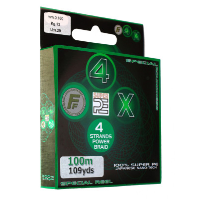 Шнур Lineaeffe FF 4X Super PE Braid Moss Green 100м 0.18мм FishTest-14.00кг Шнур Lineaeffe FF 4X Super PE Braid Moss Green 100м 0.18мм FishTest-14.00кг