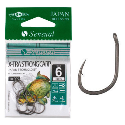 Гачок Mikado Sensual X-Tra Strong Carp №8 (вушко) 10шт. (black matt) Гачок Mikado Sensual X-Tra Strong Carp №8 (вушко) 10шт. (black matt)