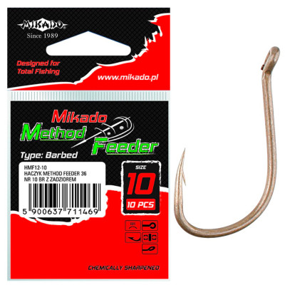Гачок Mikado Method Feeder 36 № 6 (вушко) 10шт. (bronze) Гачок Mikado Method Feeder 36 № 6 (вушко) 10шт. (bronze)