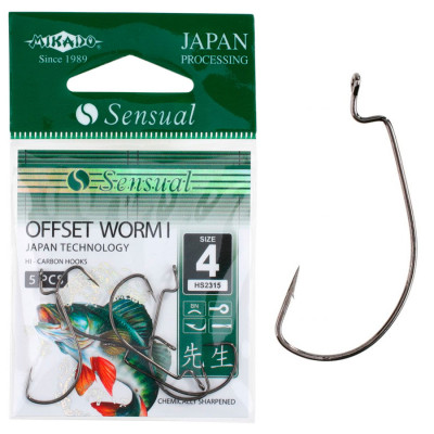 Гачок офсетний Mikado Sensual Offset Worm I №2/0 5шт. (black nickel) Гачок офсетний Mikado Sensual Offset Worm I №2/0 5шт. (black nickel)