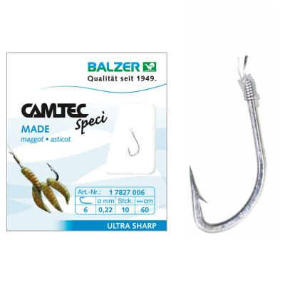 Гачок з повідцем Balzer Camtec на опарыша №10 10шт. Гачок з повідцем Balzer Camtec на опарыша №10 10шт.