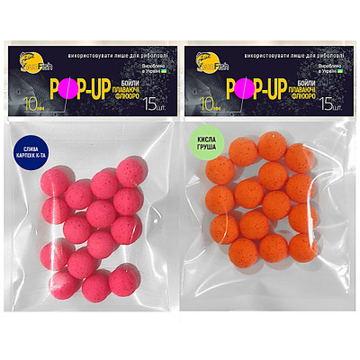 Набір бойлів SunFish Pop-Up 10mm 15шт Слива Капроїк Кислота + 15шт Кислая груша (SF222391) Набір бойлів SunFish Pop-Up 10mm 15шт Слива Капроїк Кислота + 15шт Кислая груша (SF222391)