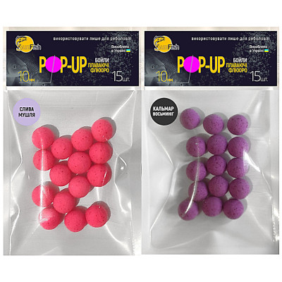 Набір бойлів SunFish Pop-Up 10mm 15шт Слива Черепашка + 15шт Кальмар восьминіг (SF222393) Набір бойлів SunFish Pop-Up 10mm 15шт Слива Черепашка + 15шт Кальмар восьминіг (SF222393)