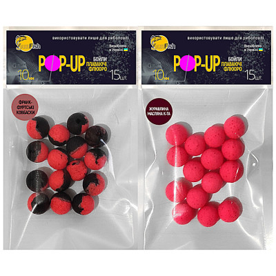 Набір бойлів SunFish Pop-Up 10mm 15шт Франкфуртські Ковбаски + 15шт Журавлина масляна кислота (SF22240) Набір бойлів SunFish Pop-Up 10mm 15шт Франкфуртські Ковбаски + 15шт Журавлина масляна кислота (SF22240)