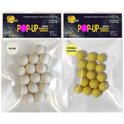 Набір бойлів SunFish Pop-Up 10mm 15шт Часник + 15шт Солодка кукурудза (SF222402) Набір бойлів SunFish Pop-Up 10mm 15шт Часник + 15шт Солодка кукурудза (SF222402)