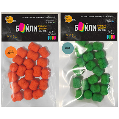 Набір бойлів SunFish Wafters 8x10mm 20шт Амур + 20шт Тутті фрутті (SF222642) Набір бойлів SunFish Wafters 8x10mm 20шт Амур + 20шт Тутті фрутті (SF222642)