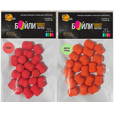 Набір бойлів SunFish Wafters 8x10mm 20шт Кислая груша + 20шт Спеції (SF222661) Набір бойлів SunFish Wafters 8x10mm 20шт Кислая груша + 20шт Спеції (SF222661)