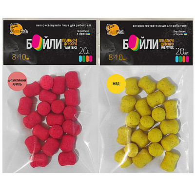 Набір бойлів SunFish Wafters 8x10mm 20шт Мед + 20шт Антарктичний Криль (SF222657) Набір бойлів SunFish Wafters 8x10mm 20шт Мед + 20шт Антарктичний Криль (SF222657)