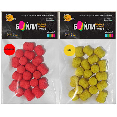 Набір бойлів SunFish Wafters 8x10mm 20шт Мед + 20шт Полуниця (SF222645) Набір бойлів SunFish Wafters 8x10mm 20шт Мед + 20шт Полуниця (SF222645)