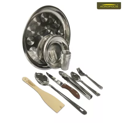 Набір для пікніка (посуд на 4 персони+сковорода 40см+сумка на 2 відділення) Acropolis ЧДБ-2