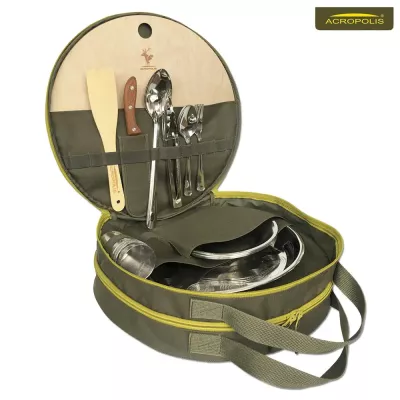 Набір для пікніка (посуд на 4 персони+сковорода 40см+сумка на 2 відділення) Acropolis ЧДБ-2
