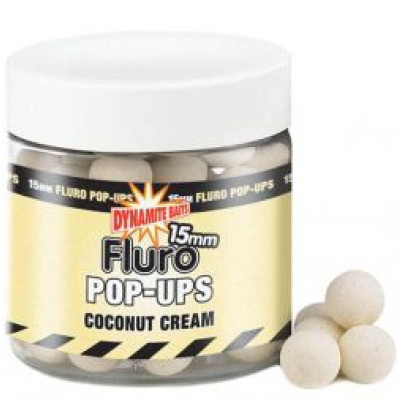Бойли плаваючі DYNAMITE BAITS Coconut Cream - Fluro Pop-Up 15mm + Booster - DY576 Бойли плаваючі DYNAMITE BAITS Coconut Cream - Fluro Pop-Up 15mm + Booster - DY576