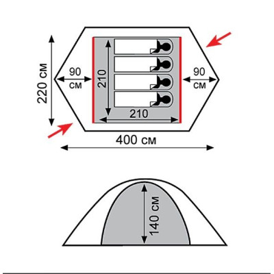 Намет Tramp ROCK 4 (V2) сірий/червоний (TRT-029) Намет Tramp ROCK 4 (V2) сірий/червоний (TRT-029)