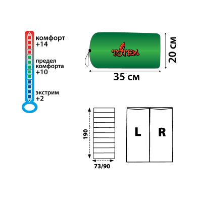 Спальний мішок Totem Woodcock XXL ковдра оливковий, Лівий
