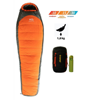 Спальний мішок Tramp Oimyakon Compact кокон помаранч/сірий 200/80-50, Правий Спальний мішок Tramp Oimyakon Compact кокон помаранч/сірий 200/80-50, Правий