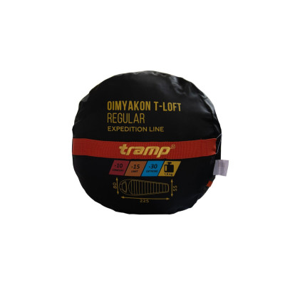 Спальний мішок Tramp Oimyakon Regular кокон помаранч/сірий 225/80-55, Правий