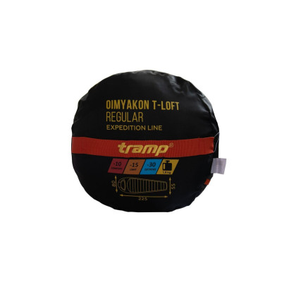 Спальний мішок Tramp Oimyakon Regular кокон помаранч/сірий 225/80-55, Правий